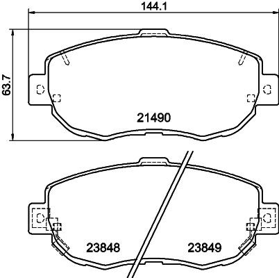 HELLA 8DB 355 010-151 Brake pad set with acoustic wear warning, with accessories