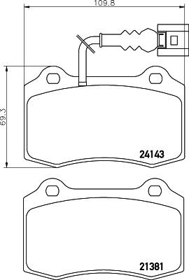 HELLA 8DB 355 011-741 Brake pad set with integrated wear warning contact