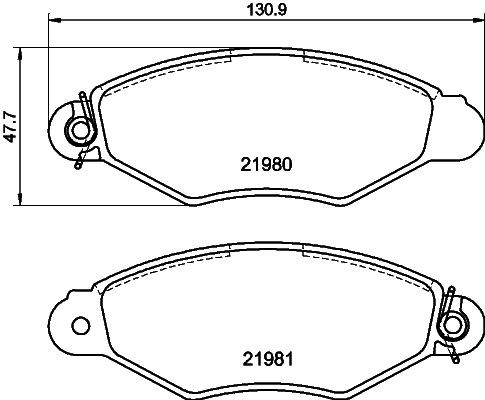 HELLA 8DB 355 012-711 Brake pad set with integrated wear warning contact, with brake caliper screws, with accessories