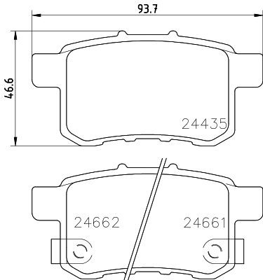 T1733 HELLA with acoustic wear warning, with accessories Height: 46,6mm, Width: 93,5mm, Thickness: 14,8mm Brake pads 8DB 355 013-631 buy