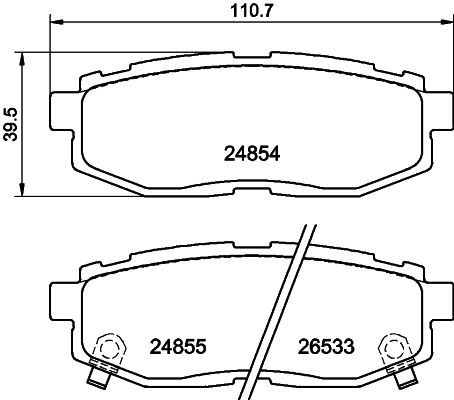 T1817 HELLA with acoustic wear warning Height: 39,5mm, Width: 110,7mm, Thickness: 16,6mm Brake pads 8DB 355 014-341 buy