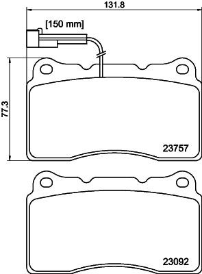 HELLA 8DB 355 014-731 Brake pad set with integrated wear warning contact