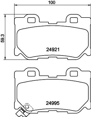 T1902 HELLA with acoustic wear warning Height: 59,3mm, Width: 100mm Brake pads 8DB 355 014-851 buy