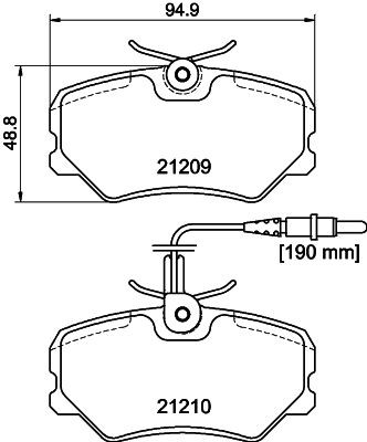 HELLA 8DB 355 017-741 Brake pad set with integrated wear warning contact, with brake caliper screws, with accessories