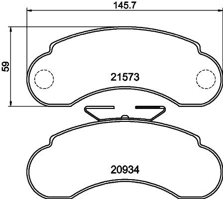 HELLA 8DB 355 019-101 Brake pad set not prepared for wear indicator, with brake caliper screws, with accessories