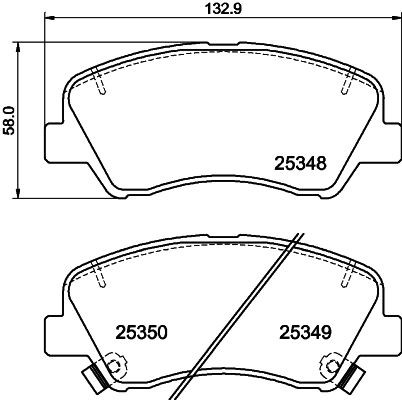 HELLA 8DB 355 020-231 Brake pad set with acoustic wear warning, with accessories