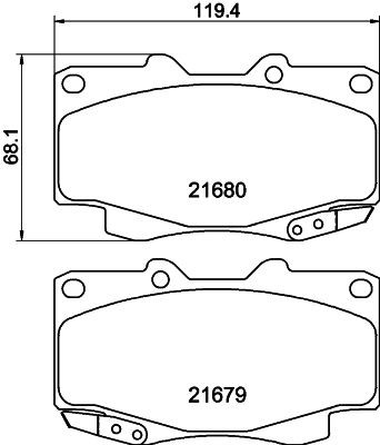 HELLA Brake pad set rear and front TOYOTA Hilux Platform / Chassis (LN_, _N1_) new 8DB 355 020-811