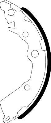 Brake shoe set HELLA 180 x 27 mm, without handbrake lever, without accessories - 8DB 355 022-321