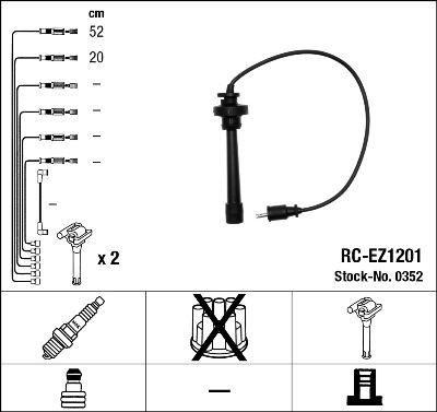 RC-EZ1201 NGK Number of circuits: 2 Ignition Lead Set 0352 buy
