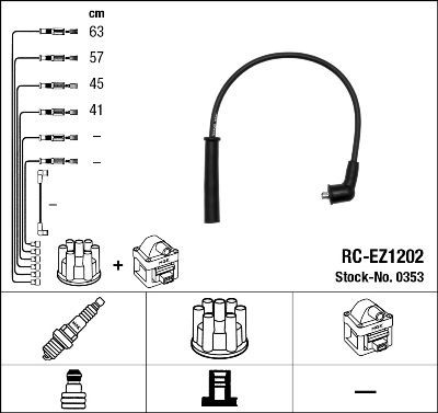 RC-EZ1202 NGK Number of circuits: 4 Ignition Lead Set 0353 buy