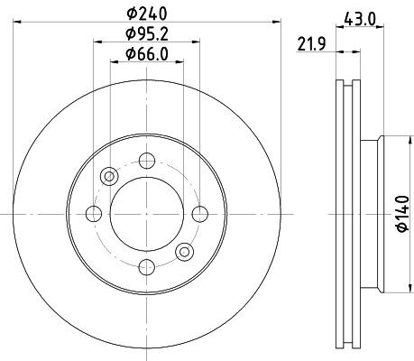 HELLA 8DD 355 101-901 Brake disc 240x21,9mm, 04/06x95,2, internally vented