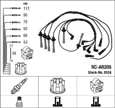 NGK 0524 Ignition Cable Kit Number of circuits: 7
