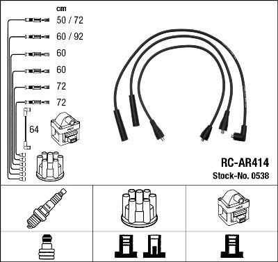 RC-AR414 NGK 0538 LAND ROVER Ignition lead set in original quality
