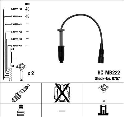 Original NGK RC-MB222 Plug leads 0757 for MERCEDES-BENZ VITO