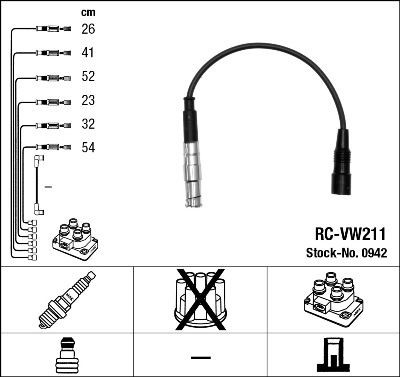 RC-VW211 NGK Number of circuits: 6 Ignition Lead Set 0942 buy