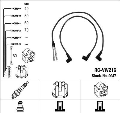 RC-VW216 NGK Number of circuits: 5 Ignition Lead Set 0947 buy