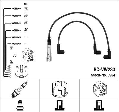 RC-VW233 NGK 0964 Ignition Cable Kit 032 905 483 G