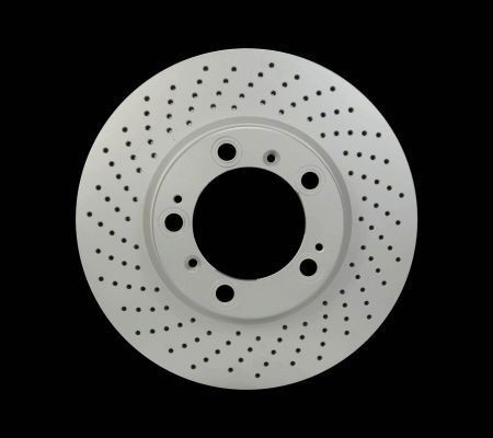 8DD 355 127-501 HELLA Brake rotors PORSCHE 318x28mm, 05/09x130, Perforated, internally vented, Coated, High-carbon