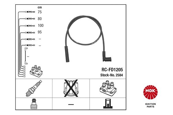 NGK 2584 Ignition Cable Kit Number of circuits: 4