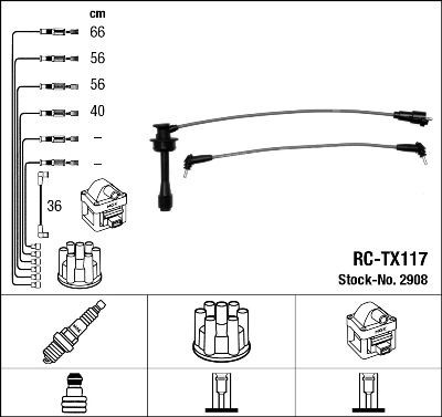 RC-TX117 NGK 2908 Ignition Cable Kit 9091921577
