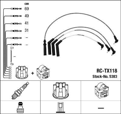 NGK 5383 Ignition Cable Kit Number of circuits: 4