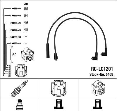 RC-LC1201 NGK 5408 Ignition Cable Kit 3370683x50