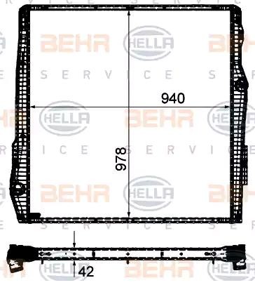 HELLA 8MK 376 906-301 Kühler, Motorkühlung für SCANIA P,G,R,T - series LKW in Original Qualität