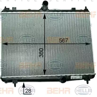HELLA 567 x 380 x 28 mm, HELLA BLACK MAGIC, Brazed cooling fins Radiator 8MK 376 910-201 buy