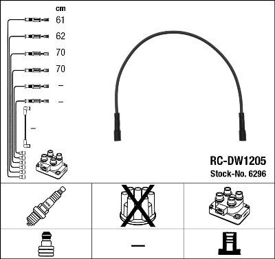 NGK 6296 Ignition Cable Kit Number of circuits: 4