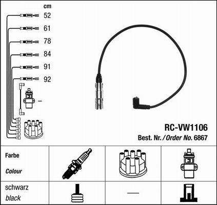 RCVW1106 NGK Anzahl der Leitungen: 6 Zündleitungssatz 6867 günstig kaufen