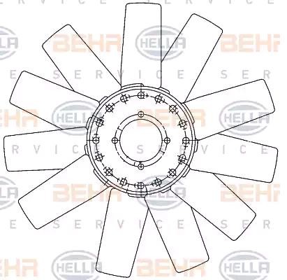 HELLA 433 mm, HELLA BLACK MAGIC Fan Wheel, engine cooling 8MV 376 906-581 buy