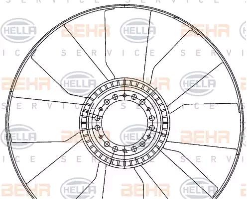 HELLA 654 mm, HELLA BLACK MAGIC Fan Wheel, engine cooling 8MV 376 906-611 buy