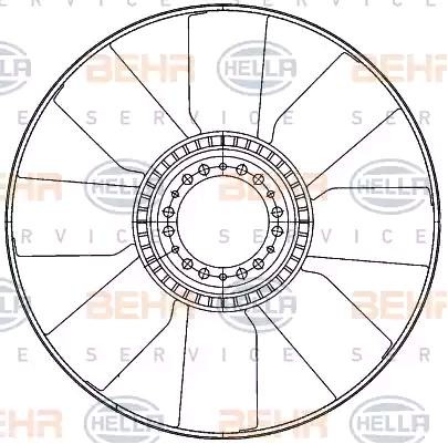 HELLA 600 mm, HELLA BLACK MAGIC Fan Wheel, engine cooling 8MV 376 907-211 buy