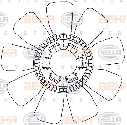 HELLA 560 mm, HELLA BLACK MAGIC Fan Wheel, engine cooling 8MV 376 907-631 buy