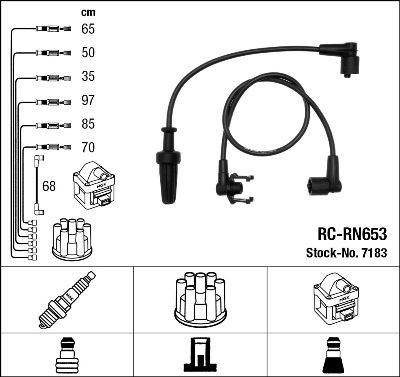 RC-RN653 NGK 7183 Ignition Cable Kit 77 00 856 896