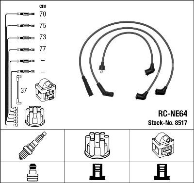 Original NGK RC-NE64 Spark plug leads 8517 for MAZDA 323