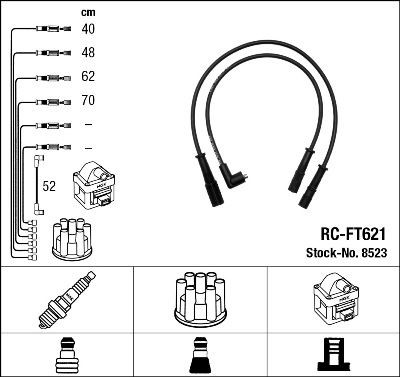Lancia Y Ignition Cable Kit NGK 8523 cheap
