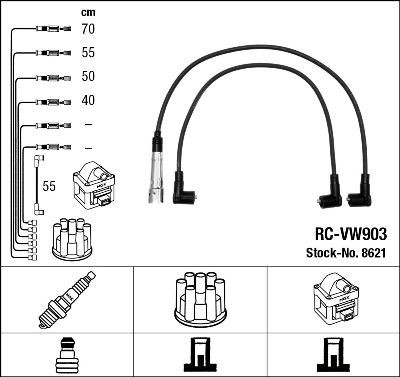 RC-VW903 NGK 8621 Ignition Cable Kit 025998031