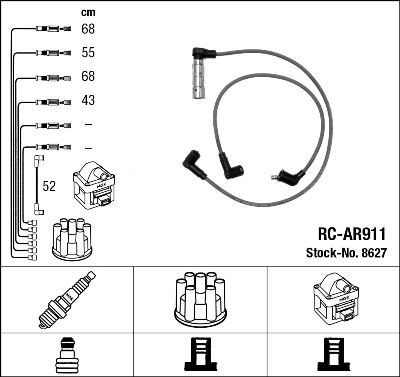 RC-AR911 NGK 8627 Ignition Cable Kit 60 53 79 46