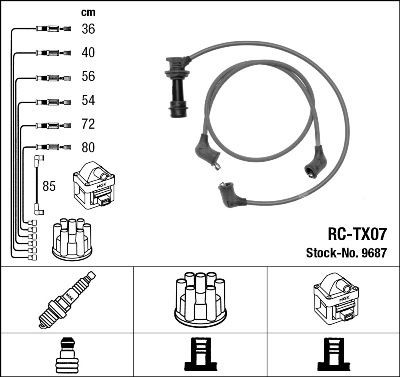 RC-TX07 NGK 9687 Ignition Cable Kit 90919-21384