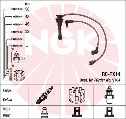 RC-TX14 NGK 9704 Ignition Cable Kit 9091921473