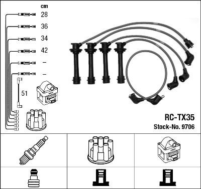 RC-TX35 NGK Number of circuits: 5 Ignition Lead Set 9706 buy