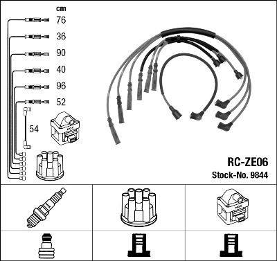 RC-ZE06 NGK 9844 Spark plug leads MAZDA 929 III Saloon (HC) 3.0 i 167 hp Petrol 1991 price