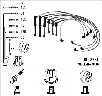 NGK 9890 Ignition Cable Kit Number of circuits: 7
