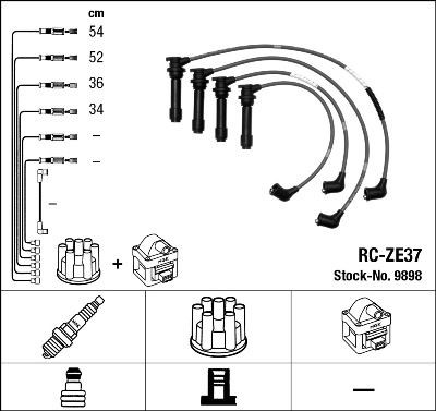 Sistema de ignição peças - Jogo de cabos de ignição RC-ZE37 NGK 9898