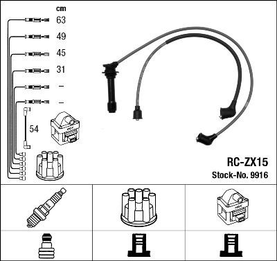 RC-ZX15 NGK 9916 Ignition Cable Kit 8BG9-18-140