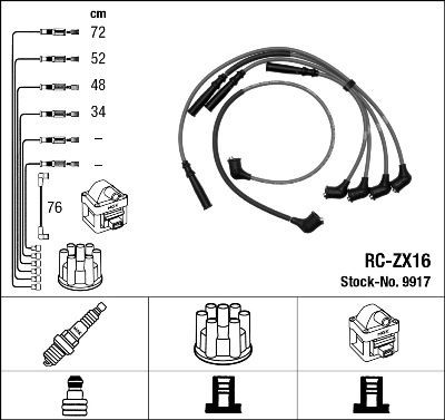 RC-ZX16 NGK 9917 Ignition Cable Kit ZX16 18 140