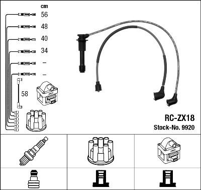 Original NGK RC-ZX18 Ignition cable set 9920 for MAZDA 2
