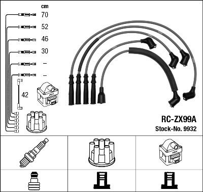 Original NGK RC-ZX99A Spark plug leads 9932 for MAZDA 929