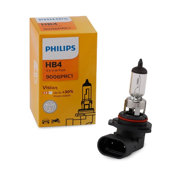 PHILIPS Vision 9006PRC1 Bulb, spotlight HB4 12V 51W P22d, 3200K, Halogen